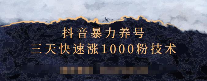 抖音暴力养号，三天快速涨1000粉技术【视频课程】安创网-网创项目资源站-副业项目-创业项目-搞钱项目安创网