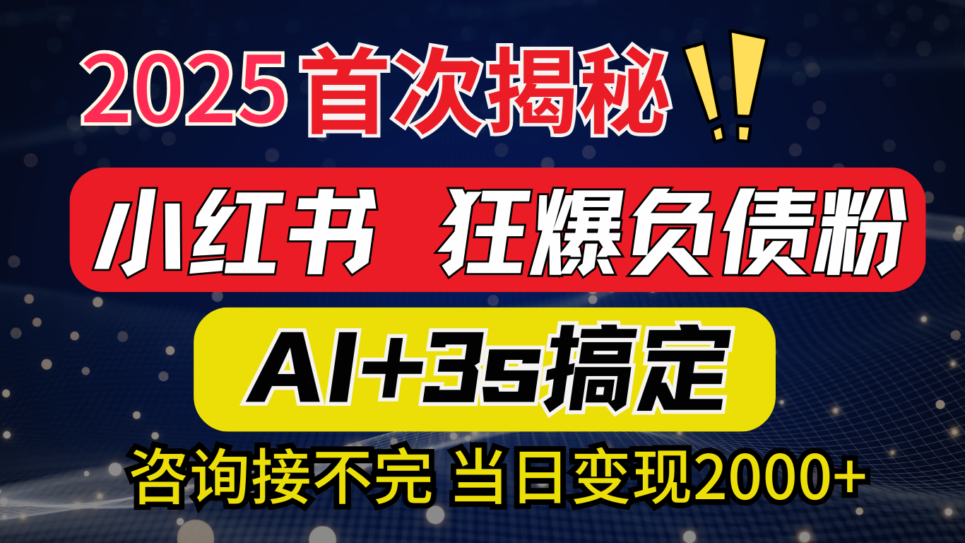 2025引流天花板：最新小红书狂暴负债粉思路，咨询接不断，当日入2000+安创网-网创项目资源站-副业项目-创业项目-搞钱项目安创网