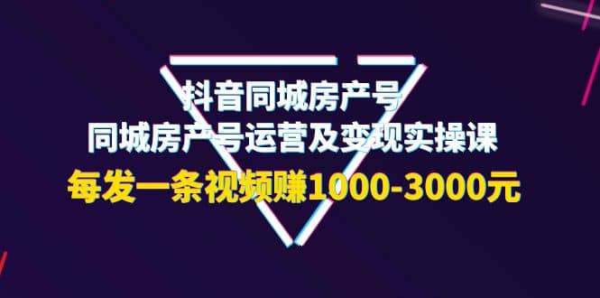 抖音同城房产号，同城房产号运营及变现实操课，每发一条视频赚1000-3000元安创网-网创项目资源站-副业项目-创业项目-搞钱项目安创网