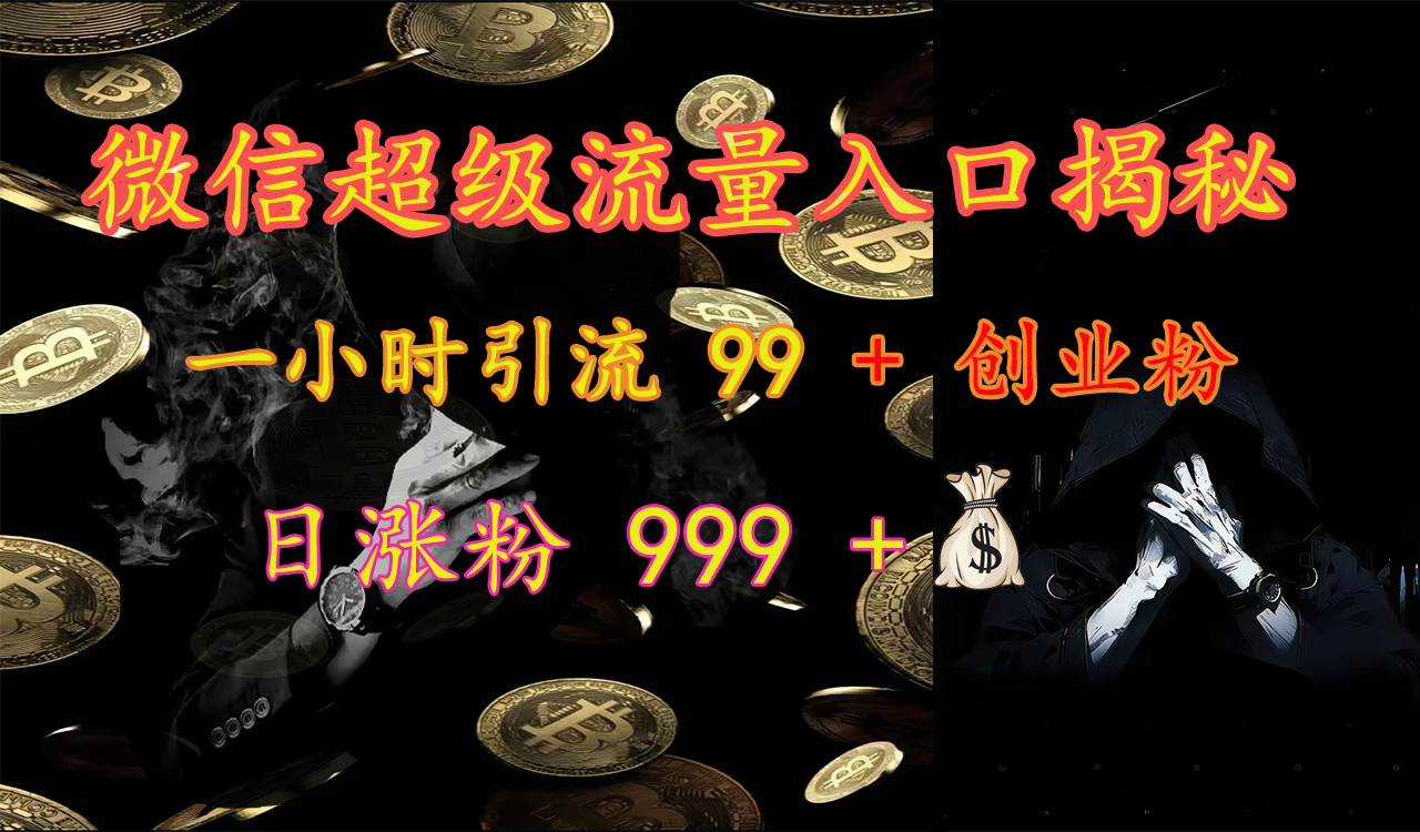 微信超级流量入口揭秘：一小时引流 99 + 创业粉，日涨粉 999 +【揭秘】安创网-网创项目资源站-副业项目-创业项目-搞钱项目安创网