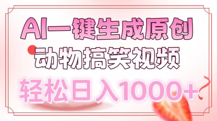 AI一键生成原创动物搞笑视频，轻松日入1000+安创网-网创项目资源站-副业项目-创业项目-搞钱项目安创网