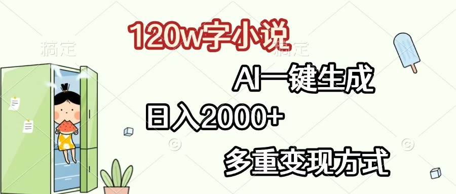120w字小说，AI一键生成，日入2000+，多重变现方式安创网-网创项目资源站-副业项目-创业项目-搞钱项目安创网