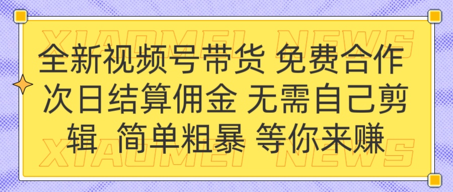 全新视频号 免费合作 佣金次日结算 无需自己剪辑安创网-网创项目资源站-副业项目-创业项目-搞钱项目安创网