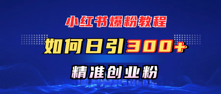 小红书爆粉教程，如何日引300+创业粉，快速实现精准变现！安创网-网创项目资源站-副业项目-创业项目-搞钱项目安创网