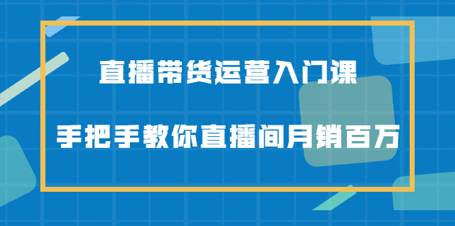 直播带货运营入门课，手把手教你直播间月销百万安创网-网创项目资源站-副业项目-创业项目-搞钱项目安创网