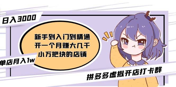 拼多多虚拟开店打卡群：入门到精通（昨日群里有小伙伴3000+）2月26更新安创网-网创项目资源站-副业项目-创业项目-搞钱项目安创网