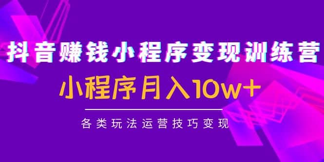 抖音小程序变现训练营：小程序各类玩法运营技巧变现安创网-网创项目资源站-副业项目-创业项目-搞钱项目安创网