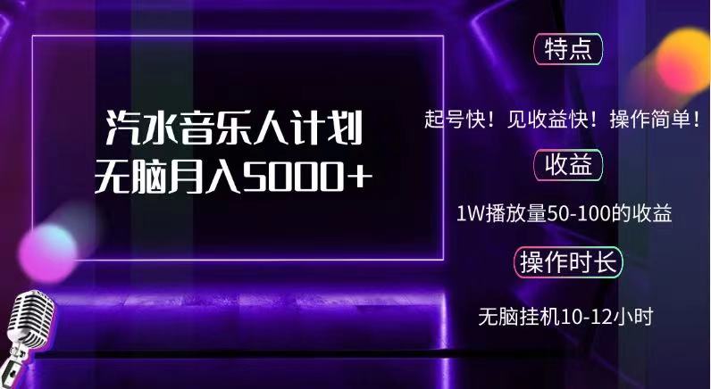抖音汽水音乐人，计划无脑月入5000+安创网-网创项目资源站-副业项目-创业项目-搞钱项目安创网