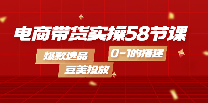 电商带货实操58节课，爆款选品，豆荚投放，0-1的搭建安创网-网创项目资源站-副业项目-创业项目-搞钱项目安创网