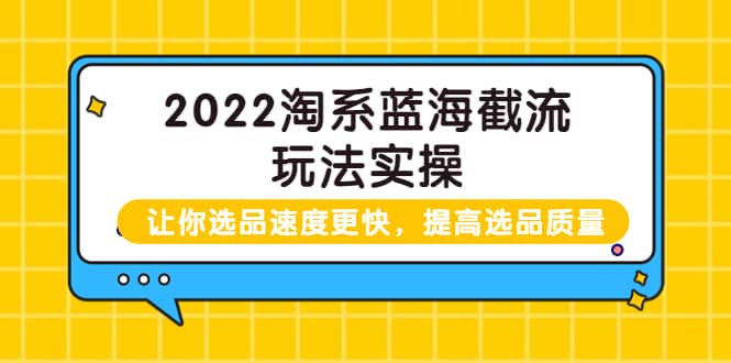 2022淘系蓝海截流玩法实操：让你选品速度更快，提高选品质量（价值599）安创网-网创项目资源站-副业项目-创业项目-搞钱项目安创网