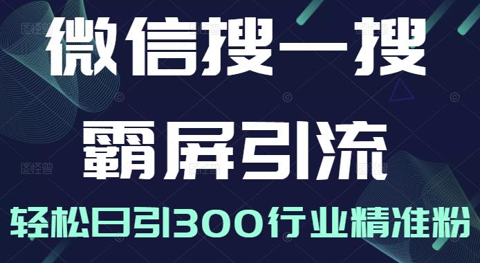微信搜一搜霸屏引流课，打造被动精准引流系统，轻松日引300行业精准粉【无水印】安创网-网创项目资源站-副业项目-创业项目-搞钱项目安创网