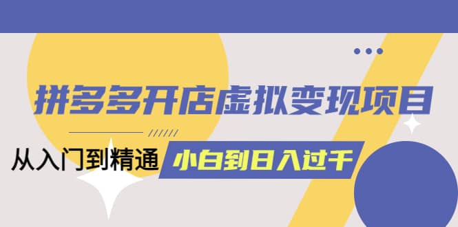 拼多多开店虚拟变现项目：入门到精通 从小白到日入1000（完整版）4月10更新安创网-网创项目资源站-副业项目-创业项目-搞钱项目安创网