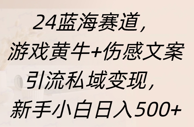 24蓝海赛道，游戏黄牛+伤感文案引流私域变现，新手日入500+安创网-网创项目资源站-副业项目-创业项目-搞钱项目安创网