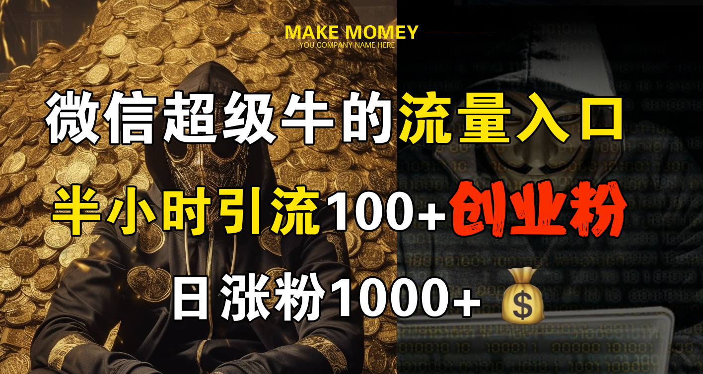 微信超级牛的流量入口，半小时引流100+创业粉，日涨粉1000+安创网-网创项目资源站-副业项目-创业项目-搞钱项目安创网