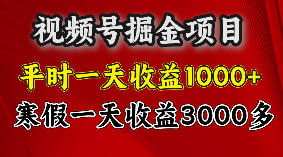 视频号掘金项目，寒假一天收益3000多安创网-网创项目资源站-副业项目-创业项目-搞钱项目安创网