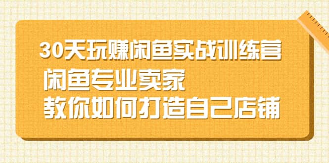 30天玩赚闲鱼实战训练营，闲鱼专业卖家教你如何打造自己店铺安创网-网创项目资源站-副业项目-创业项目-搞钱项目安创网