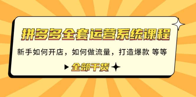 拼多多全套运营系统课程：新手如何开店 如何做流量 打造爆款 等等 全部干货安创网-网创项目资源站-副业项目-创业项目-搞钱项目安创网