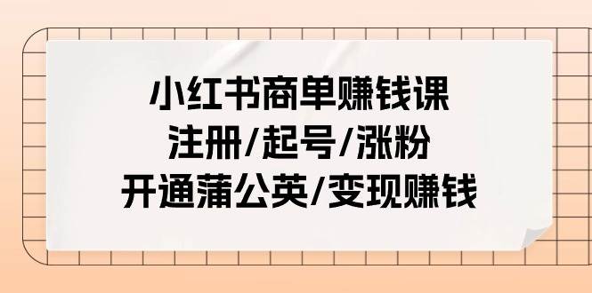 小红书商单赚钱课：注册/起号/涨粉/开通蒲公英/变现赚钱（25节课）安创网-网创项目资源站-副业项目-创业项目-搞钱项目安创网