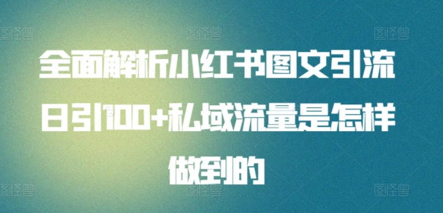 暴力引流 小红书图文引流日引100私域全面拆解【打粉人必看】安创网-网创项目资源站-副业项目-创业项目-搞钱项目安创网