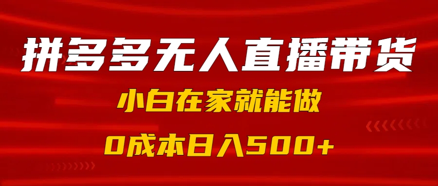 拼多多无人直播带货，小白在家就能做，0成本日入500+安创网-网创项目资源站-副业项目-创业项目-搞钱项目安创网