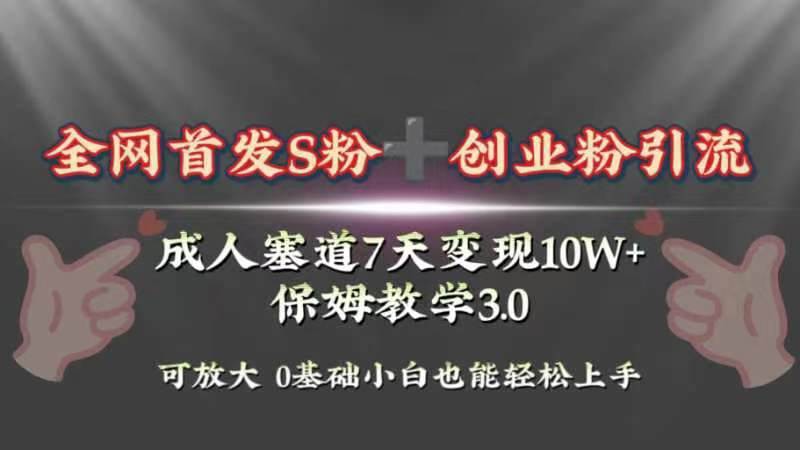全网首发s粉加创业粉引流变现，成人用品赛道7天变现10w+保姆教学3.0安创网-网创项目资源站-副业项目-创业项目-搞钱项目安创网