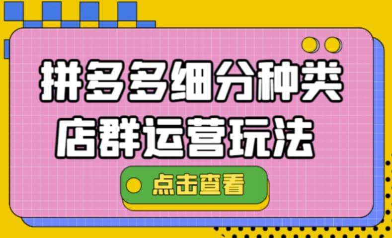 拼多多细分种类店群运营玩法3.0，11月最新玩法，小白也可以操作安创网-网创项目资源站-副业项目-创业项目-搞钱项目安创网