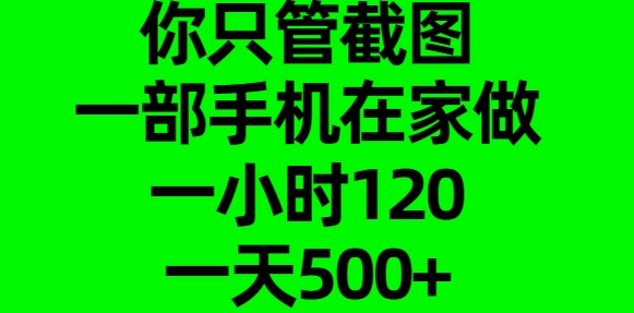 你只管截图，一部手机在家做，一小时120，一天500+安创网-网创项目资源站-副业项目-创业项目-搞钱项目安创网