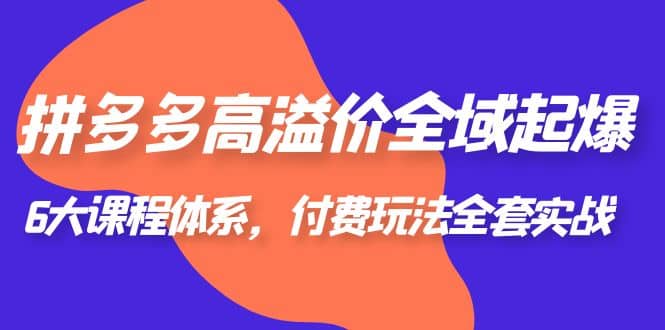 拼多多-高溢价 全域 起爆，6大课程体系，付费玩法全套实战安创网-网创项目资源站-副业项目-创业项目-搞钱项目安创网