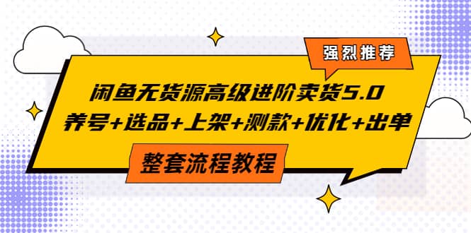 闲鱼无货源高级进阶卖货5.0，养号+选品+上架+测款+优化+出单整套流程教程安创网-网创项目资源站-副业项目-创业项目-搞钱项目安创网