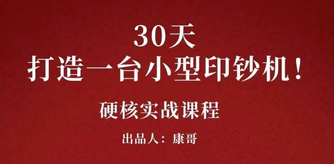 康哥30天打造一台小型印钞机：躺赚30万的项目完整复盘（视频教程）安创网-网创项目资源站-副业项目-创业项目-搞钱项目安创网