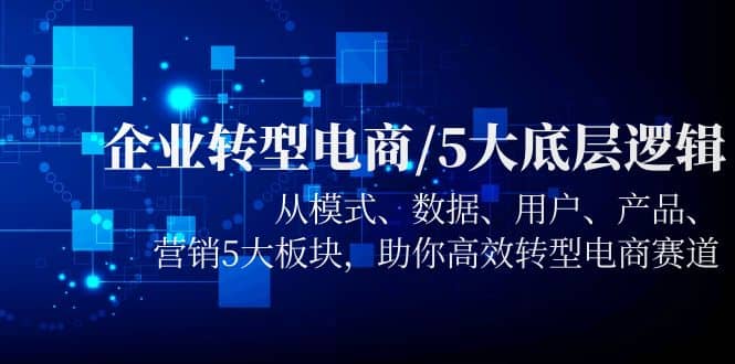 企业转型电商/5大底层逻辑，从模式 数据 用户 产品 营销5大板块，高效转型安创网-网创项目资源站-副业项目-创业项目-搞钱项目安创网