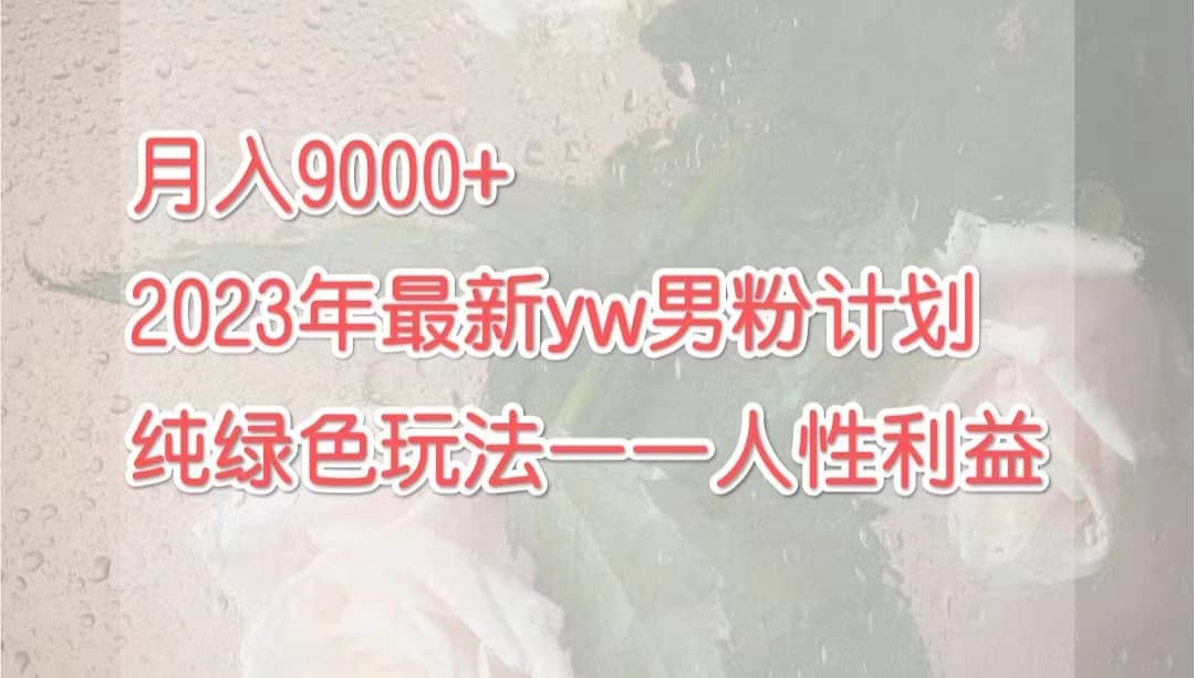 月入9000+2023年9月最新yw男粉计划绿色玩法——人性之利益安创网-网创项目资源站-副业项目-创业项目-搞钱项目安创网
