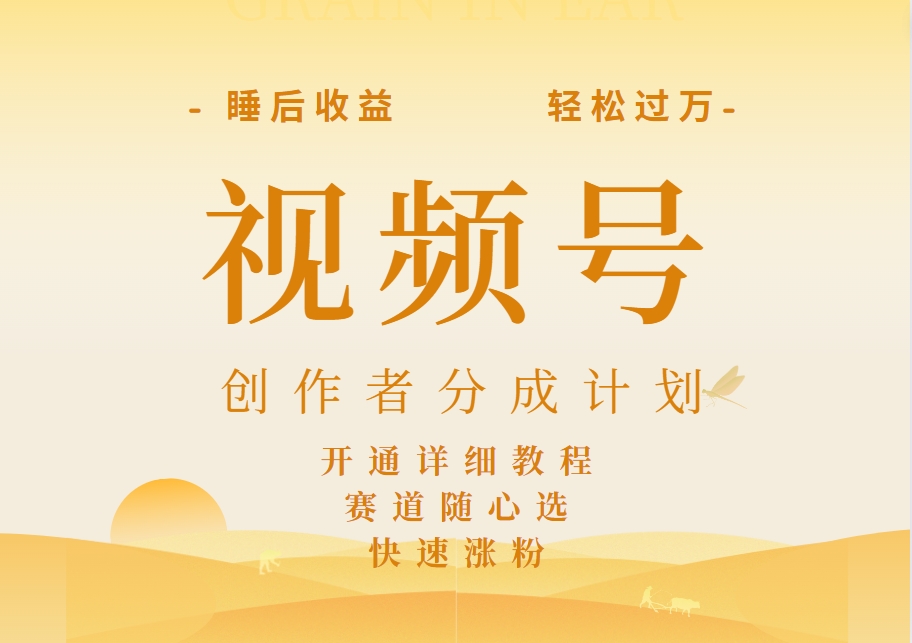 详解视频号创作者分成计划，暴力起号，可同步多平台，实现睡后收入2W+，看懂即可操作！安创网-网创项目资源站-副业项目-创业项目-搞钱项目安创网