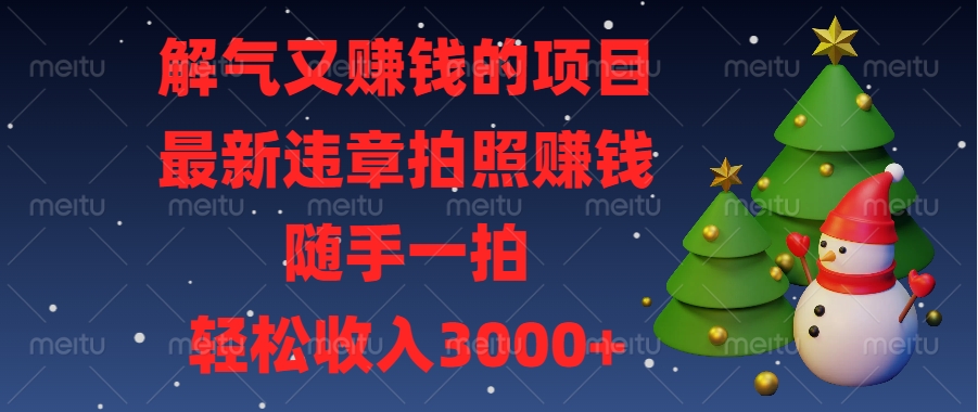 解气又赚钱的项目，最新违章拍照赚钱，随手一拍，轻松收入3000+安创网-网创项目资源站-副业项目-创业项目-搞钱项目安创网
