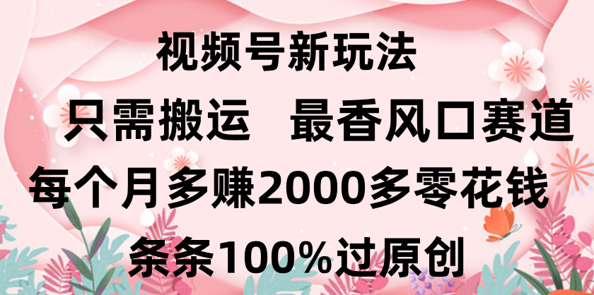 日入2000+，条条100%过原创，视频号最香风口赛道，小白轻松上手安创网-网创项目资源站-副业项目-创业项目-搞钱项目安创网