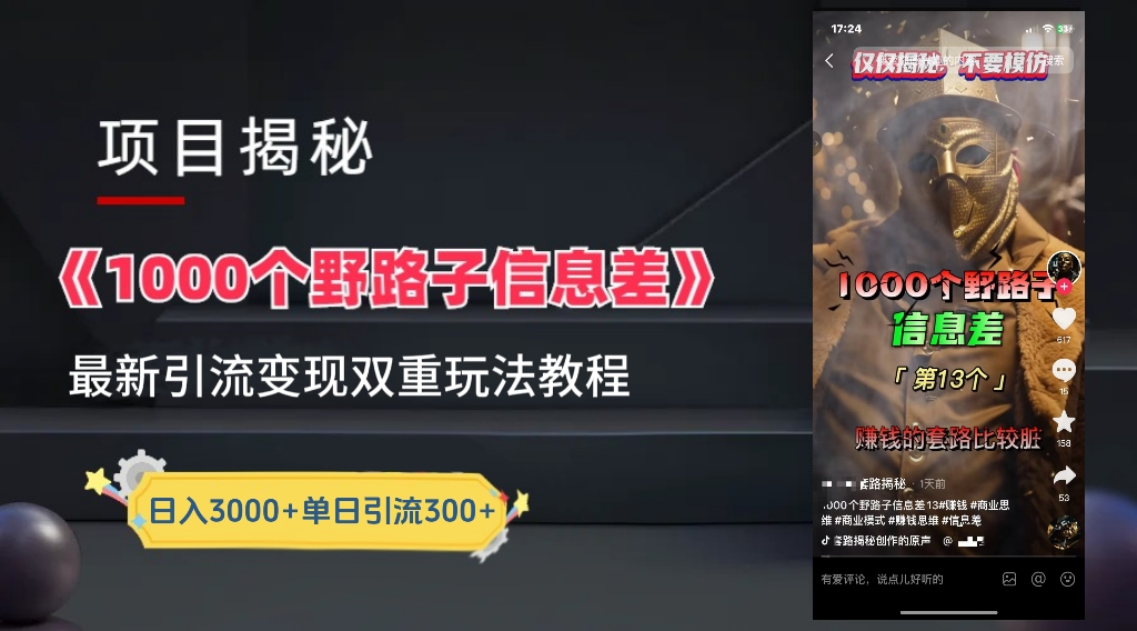最新一千个野路子信息差玩法教程如何变现＋引流的玩法具体拆解！！！安创网-网创项目资源站-副业项目-创业项目-搞钱项目安创网
