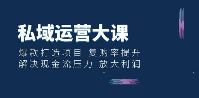 私域运营大课：爆款打造项目 复购率提升 解决现金流压力 放大利润安创网-网创项目资源站-副业项目-创业项目-搞钱项目安创网