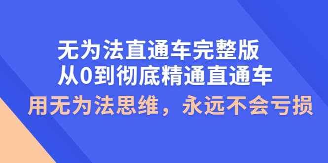 无为法直通车完整版：从0到彻底精通直通车，用无为法思维，永远不会亏损安创网-网创项目资源站-副业项目-创业项目-搞钱项目安创网