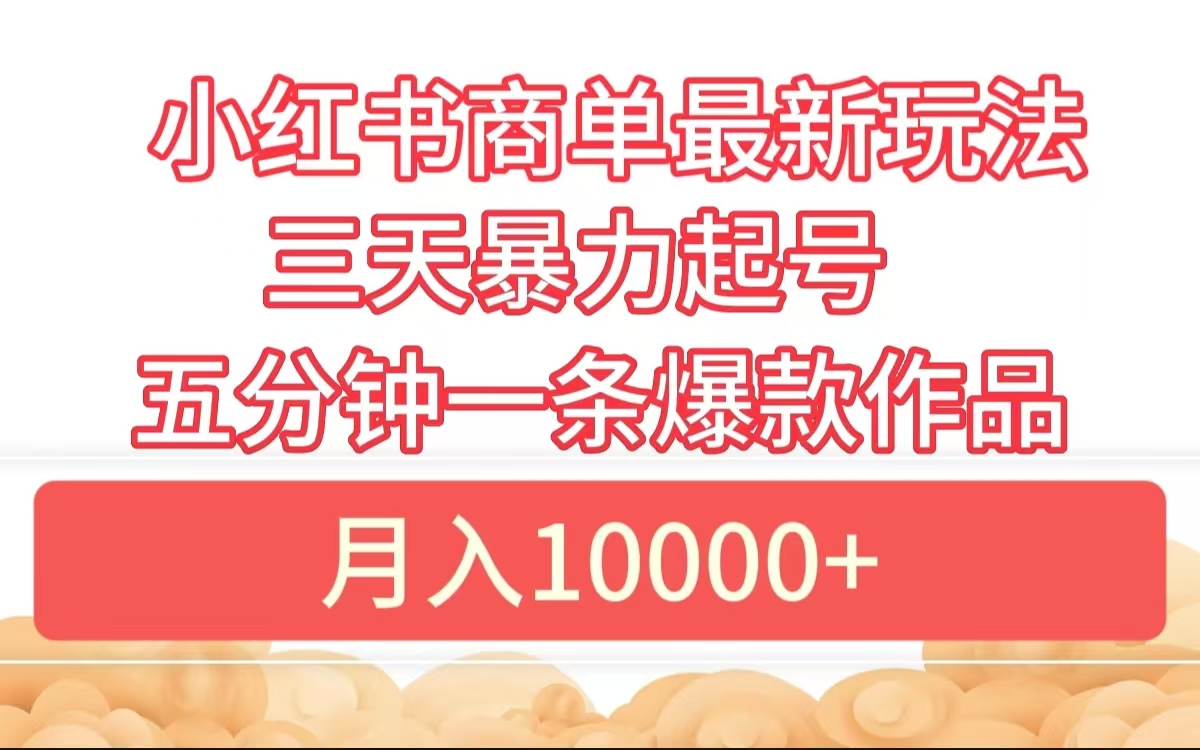 小红书商单最新玩法 3天暴力起号 5分钟一条爆款作品 月入10000+安创网-网创项目资源站-副业项目-创业项目-搞钱项目安创网