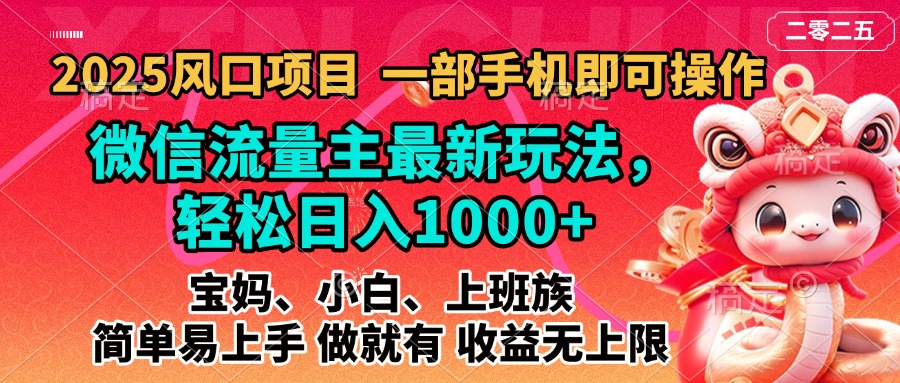 2025蓝海风口项目，微信流量主最新玩法，轻松日入1000+，简单易上手，做就有 收益无上限安创网-网创项目资源站-副业项目-创业项目-搞钱项目安创网