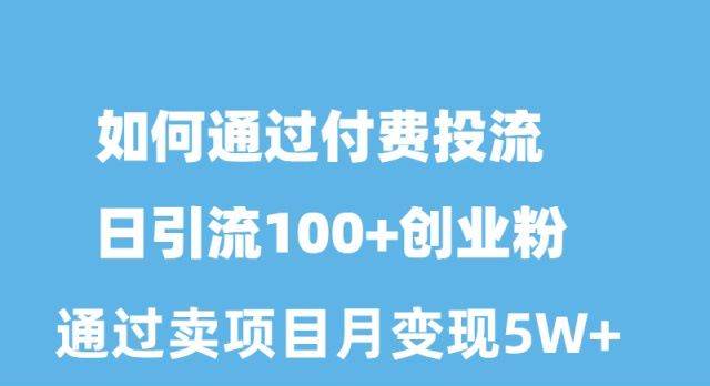 如何通过付费投流日引流100+创业粉月变现5W+安创网-网创项目资源站-副业项目-创业项目-搞钱项目安创网