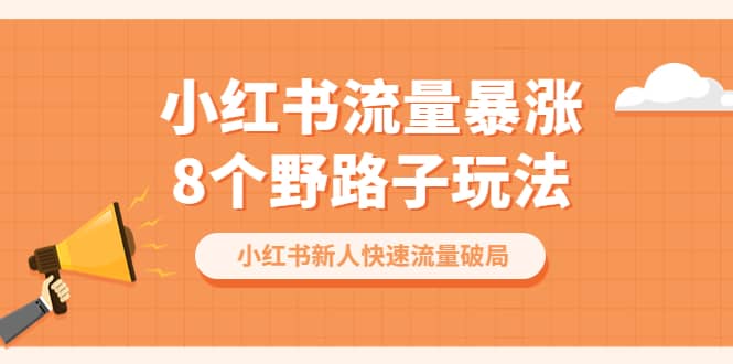 小红书流量-暴涨8个野路子玩法：小红书新人快速流量破局（8节课）安创网-网创项目资源站-副业项目-创业项目-搞钱项目安创网