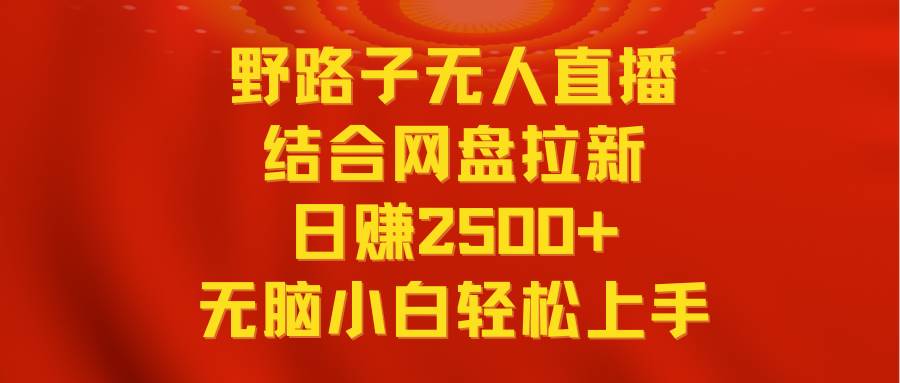 无人直播野路子结合网盘拉新，日赚2500+多平台变现，小白无脑轻松上手操作安创网-网创项目资源站-副业项目-创业项目-搞钱项目安创网