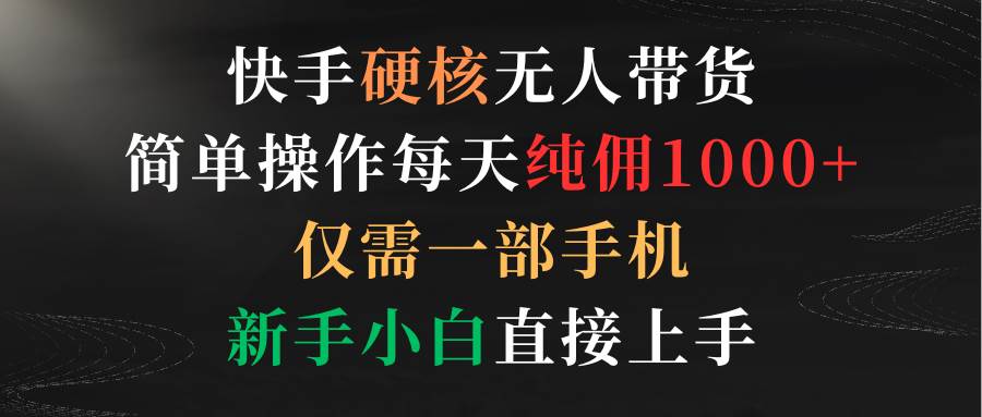 快手硬核无人带货，简单操作每天纯佣1000+,仅需一部手机，新手小白直接上手安创网-网创项目资源站-副业项目-创业项目-搞钱项目安创网