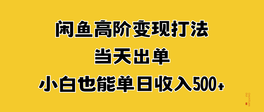 闲鱼高阶变现打法，当天出单，小白也能单日收入500+安创网-网创项目资源站-副业项目-创业项目-搞钱项目安创网