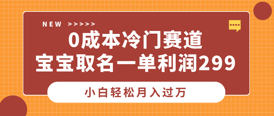 0成本冷门赛道，宝宝取名一单利润299，小白轻松月入过万安创网-网创项目资源站-副业项目-创业项目-搞钱项目安创网