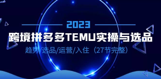 2023跨境·拼多多·TEMU实操与选品，趋势·选品·运营·入住（27节完整）安创网-网创项目资源站-副业项目-创业项目-搞钱项目安创网