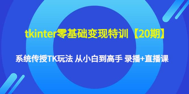 tkinter零基础变现特训【20期】系统传授TK玩法 从小白到高手 录播+直播课安创网-网创项目资源站-副业项目-创业项目-搞钱项目安创网