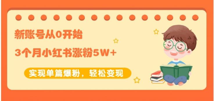 新账号从0开始3个月小红书涨粉5W+实现单篇爆粉，轻松变现（干货）安创网-网创项目资源站-副业项目-创业项目-搞钱项目安创网