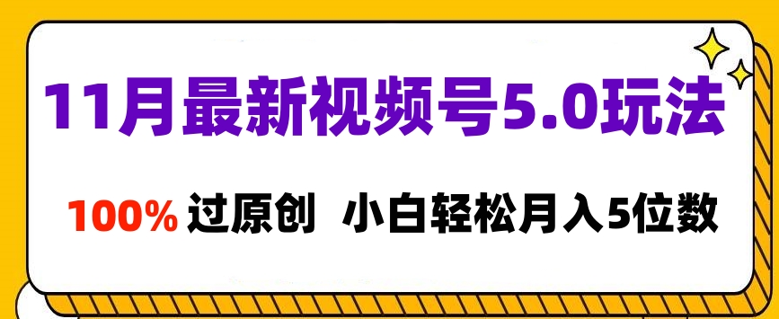 11月最新视频号5.0玩法，100%过原创，小白轻松月入5位数安创网-网创项目资源站-副业项目-创业项目-搞钱项目安创网